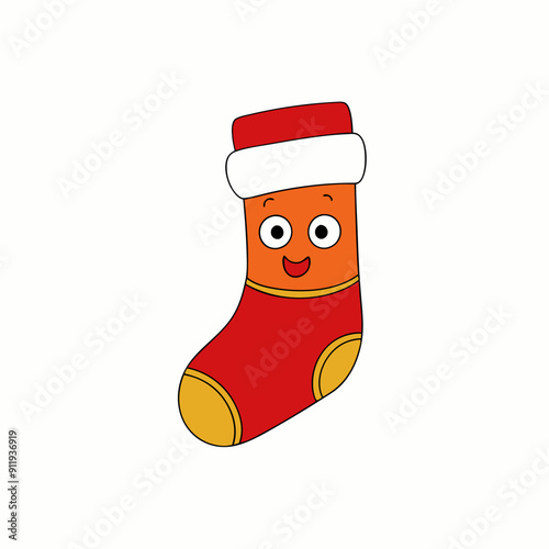 christmas sock isolated on white, christmas sock vector illustration, Christmas socking vector art, socking silhouette, christmas socking vector icon, eps
