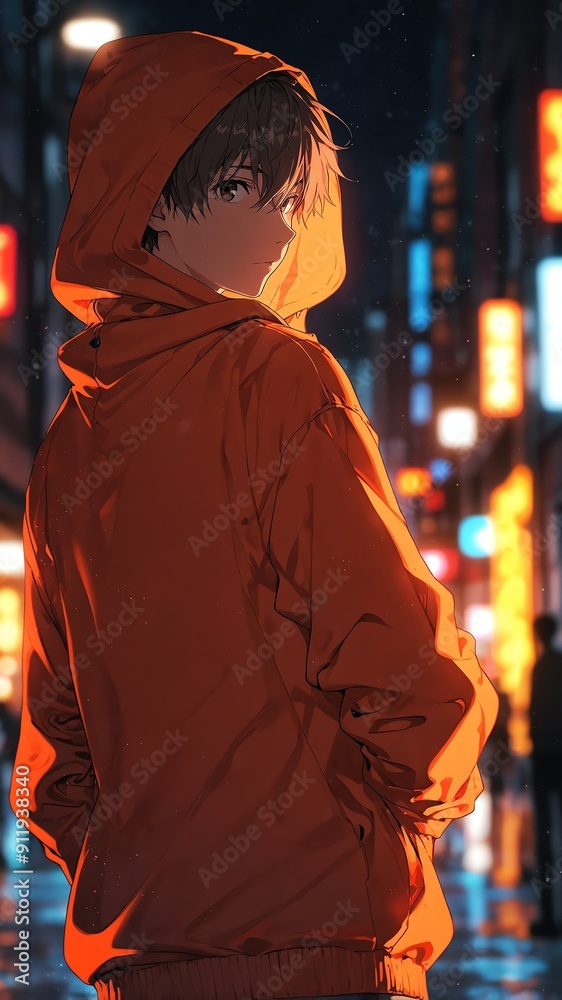 anime boy in orange hoodie portrait character cartoon manga design illustration art 209 anime boy in orange hoodie portrait character cartoon manga design illustration art 209