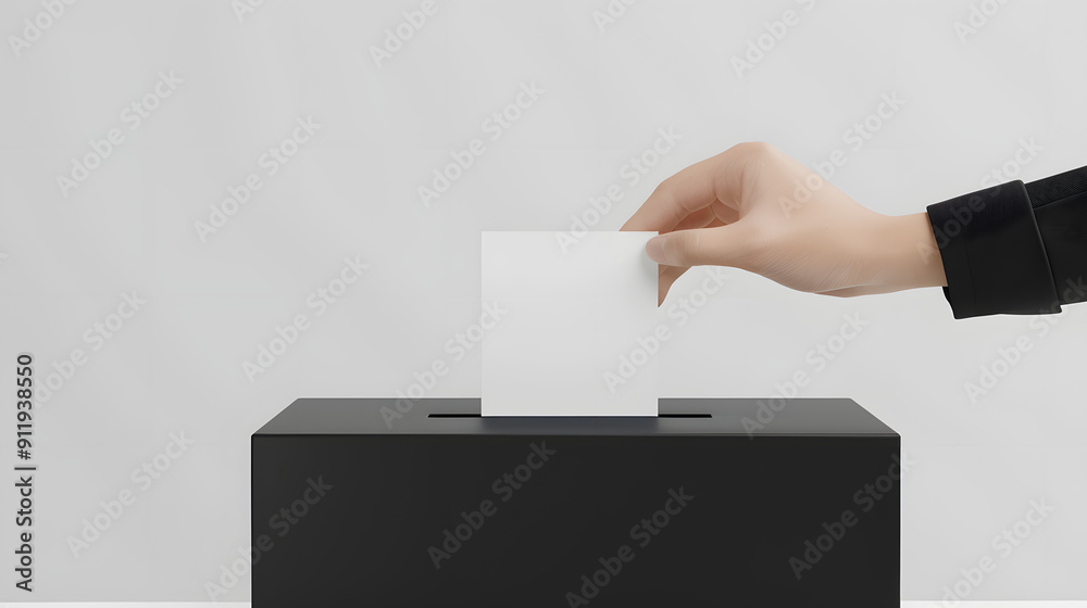 Voter's Hand Putting the Vote Paper in a Box. Voter's Hand Putting the Vote Paper in a Box.