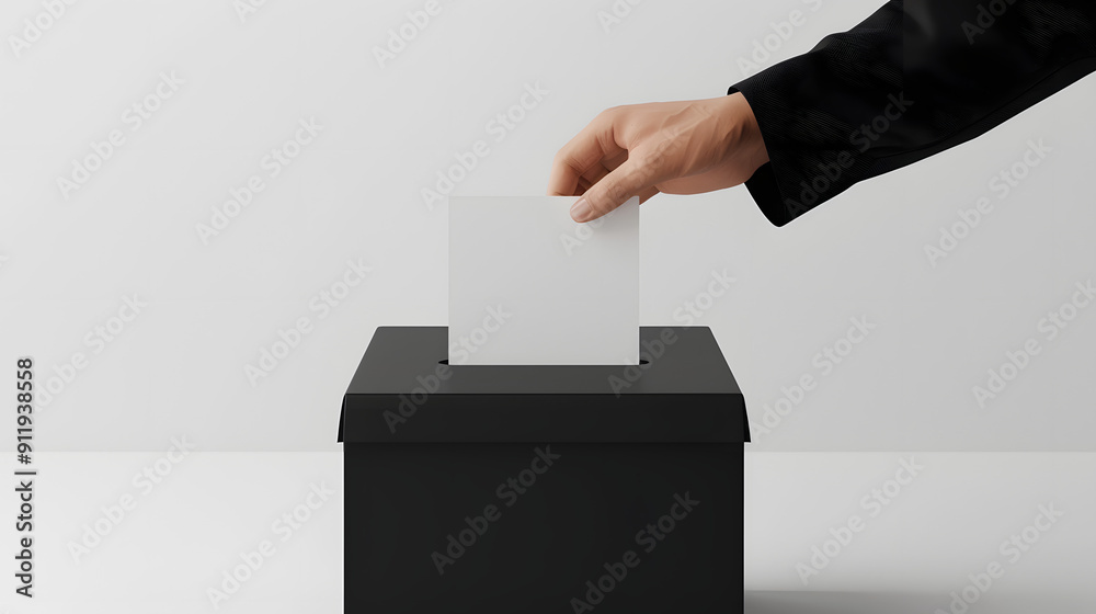 Voter's Hand Putting the Vote Paper in a Box. Voter's Hand Putting the Vote Paper in a Box.