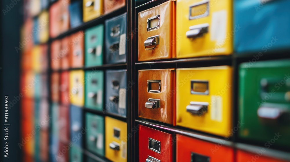 Colorful Drawers in a Cabinet Colorful Drawers in a Cabinet