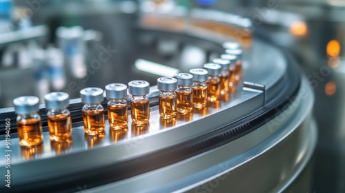 Vials of Liquid on a Conveyor Belt