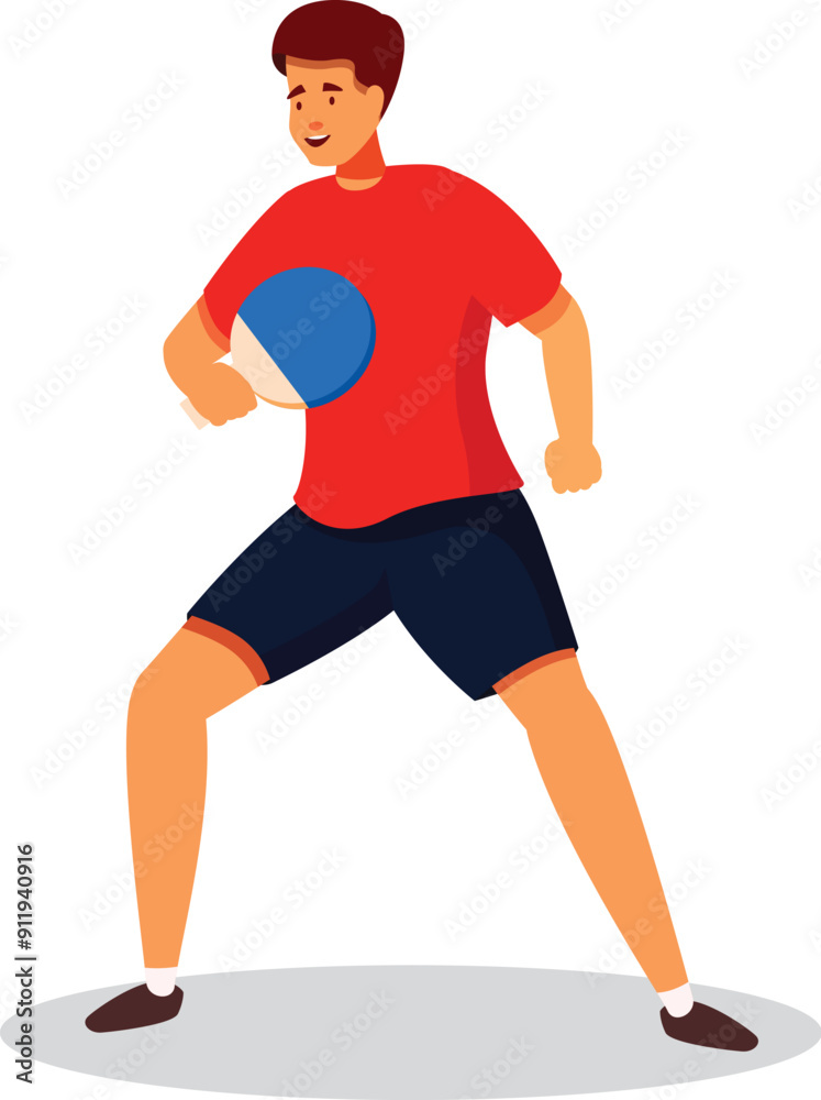 Young man playing ping pong with red t shirt concentrating to win the match Young man playing ping pong with red t shirt concentrating to win the match