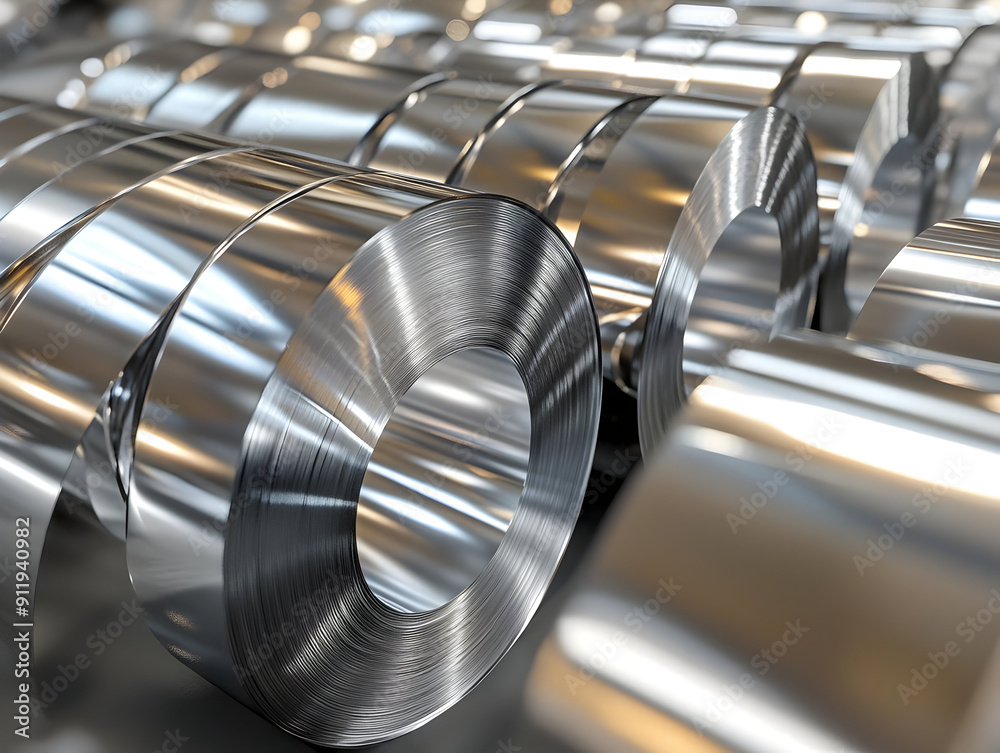 Close-up view of polished metal cylinders arranged in a seamless pattern, showcasing their reflective surfaces and precision engineering. Close-up view of polished metal cylinders arranged in a seamless pattern, showcasing their reflective surfaces and precision engineering.