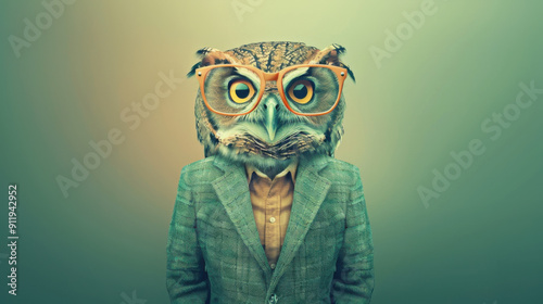 Owl in Suit and Glasses