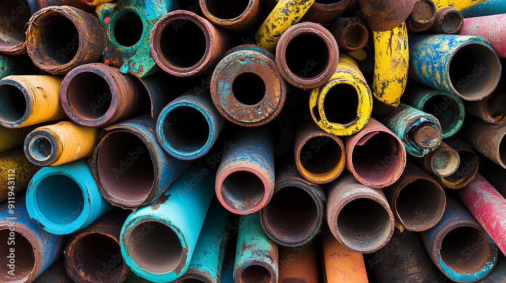 Stacked pipes of various colors Stacked pipes of various colors