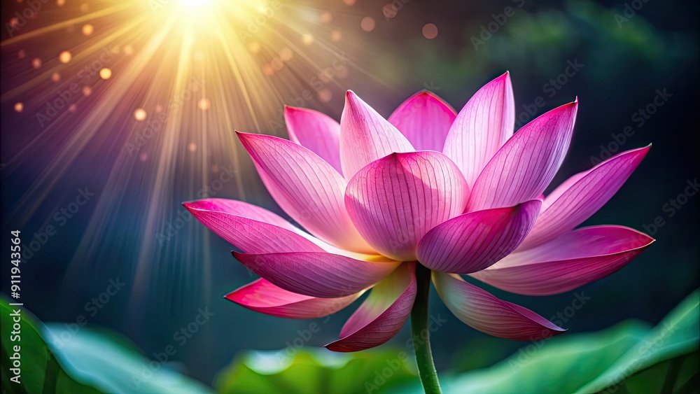 Vibrant pink lotus flower symbolizing purity and enlightenment, bloom, nature, petals, symbolism, beauty, vibrant, zen