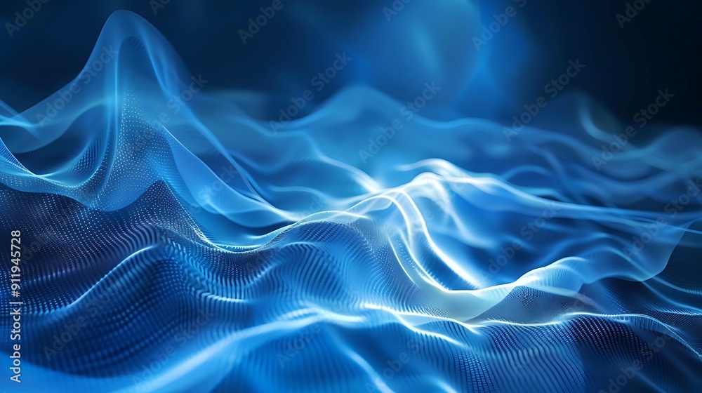 Abstract Blue Waves With Subtle Glowing Lines Abstract Blue Waves With Subtle Glowing Lines