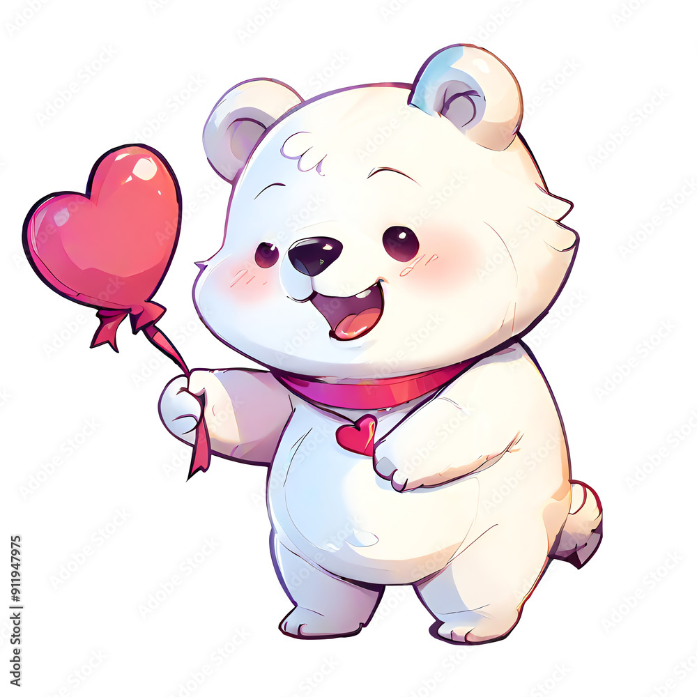 Fototapeta premium Heartfelt Polar Bear. Sweet Polar Bear. Valentine's Polar Bear. Polar Bear in Love