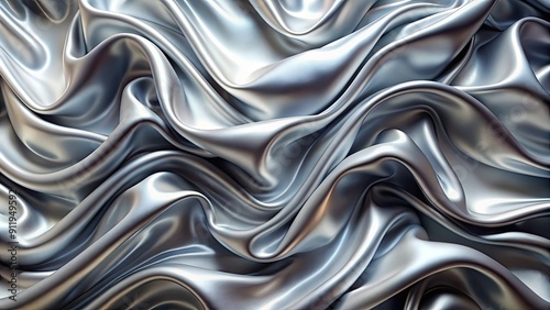 Shiny silver fabric with a wave pattern, fabric, silver, shiny, texture, metallic, background, design, abstract, glossy