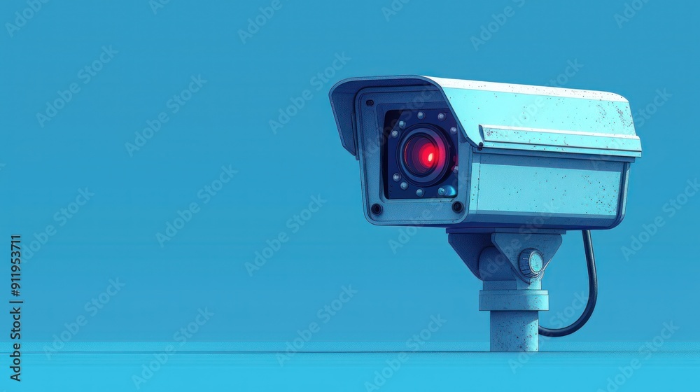 Security Camera on a Blue Background Security Camera on a Blue Background