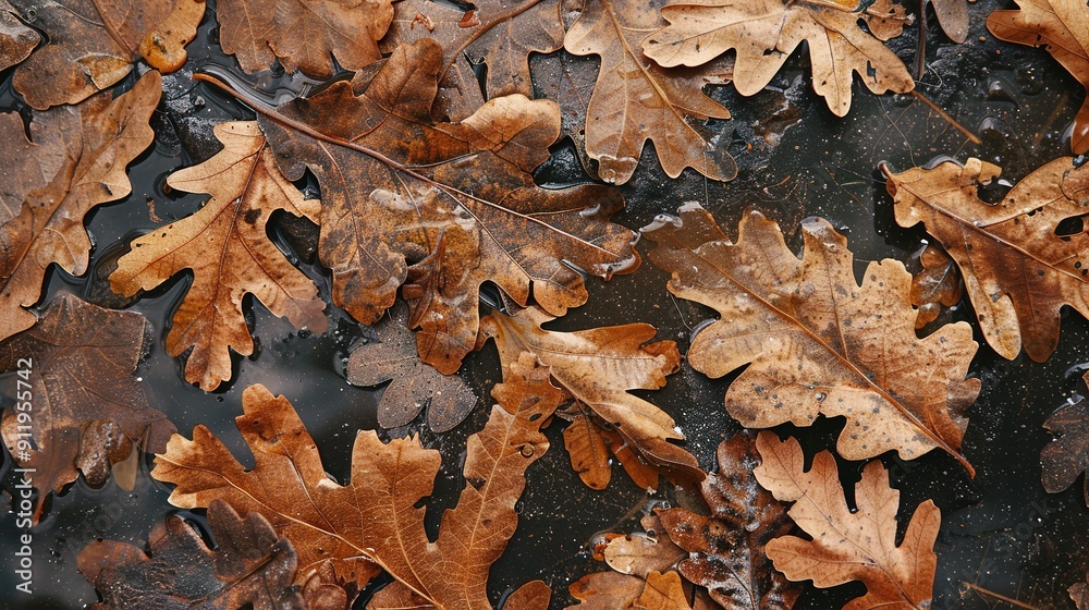 Autumn Oak Leaves: Rustic Beauty of Nature, Seasonal Change in Rich Colors, Iconic Foliage of the Forest Floor. Autumn Oak Leaves: Rustic Beauty of Nature, Seasonal Change in Rich Colors, Iconic Foliage of the Forest Floor.