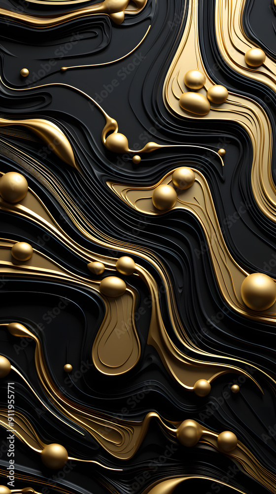 Digital black gold futuristic abstract graphic poster background
