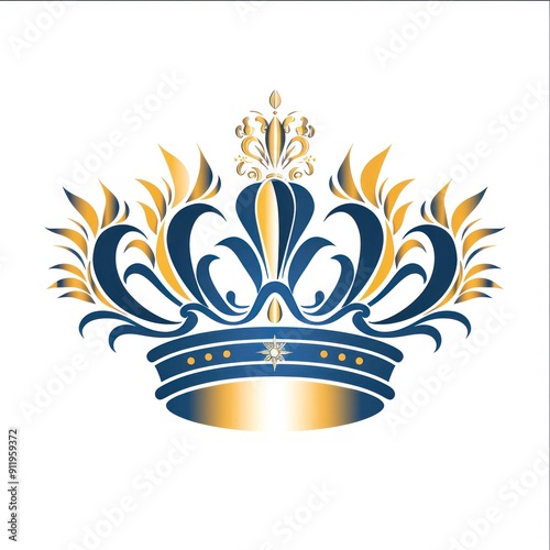 Ornate blue and gold crown with a star.