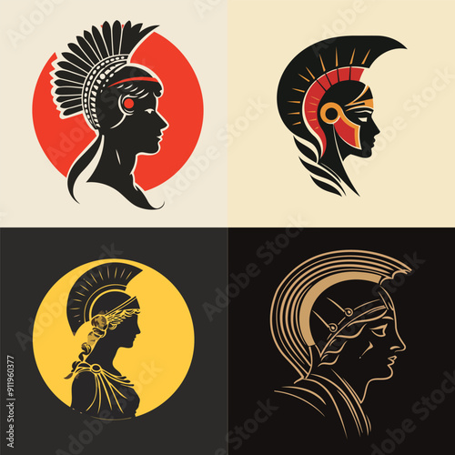 Athena logo design vector illustration