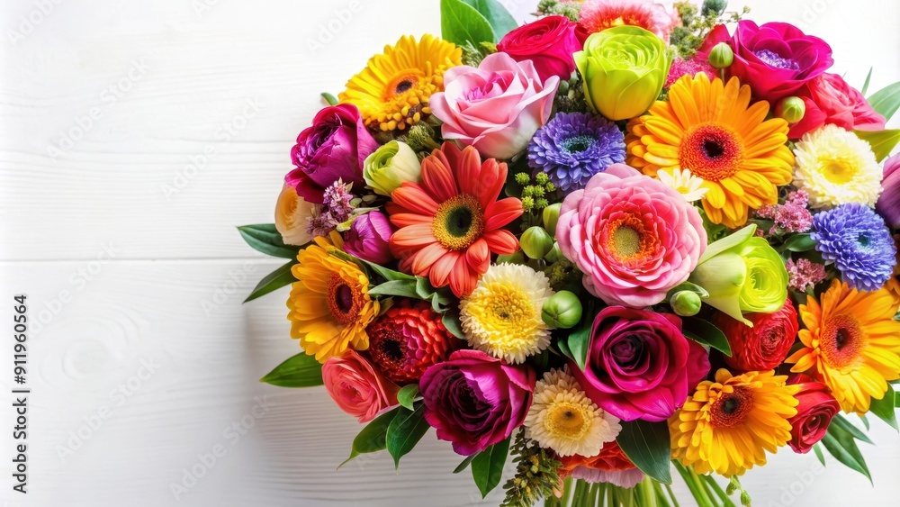 A beautiful bouquet of colorful flowers on a white background, bouquet, flowers, fresh, vibrant, arrangement, nature, petals A beautiful bouquet of colorful flowers on a white background, bouquet, flowers, fresh, vibrant, arrangement, nature, petals