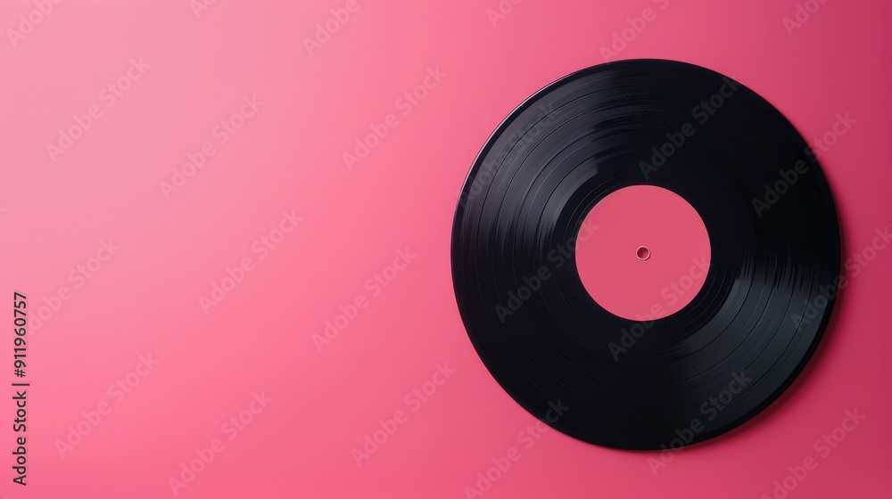 A vinyl record with a blank label, placed on a neon green and yellow background. The vibrant neon light provides clear copy space. The lighting is smooth and diffused, creating a modern lookd A vinyl record with a blank label, placed on a neon green and yellow background. The vibrant neon light provides clear copy space. The lighting is smooth and diffused, creating a modern lookd