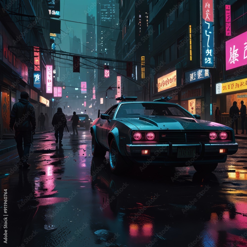 Highly stylized depiction of CYBERPUNK HORROR Highly stylized depiction of CYBERPUNK HORROR