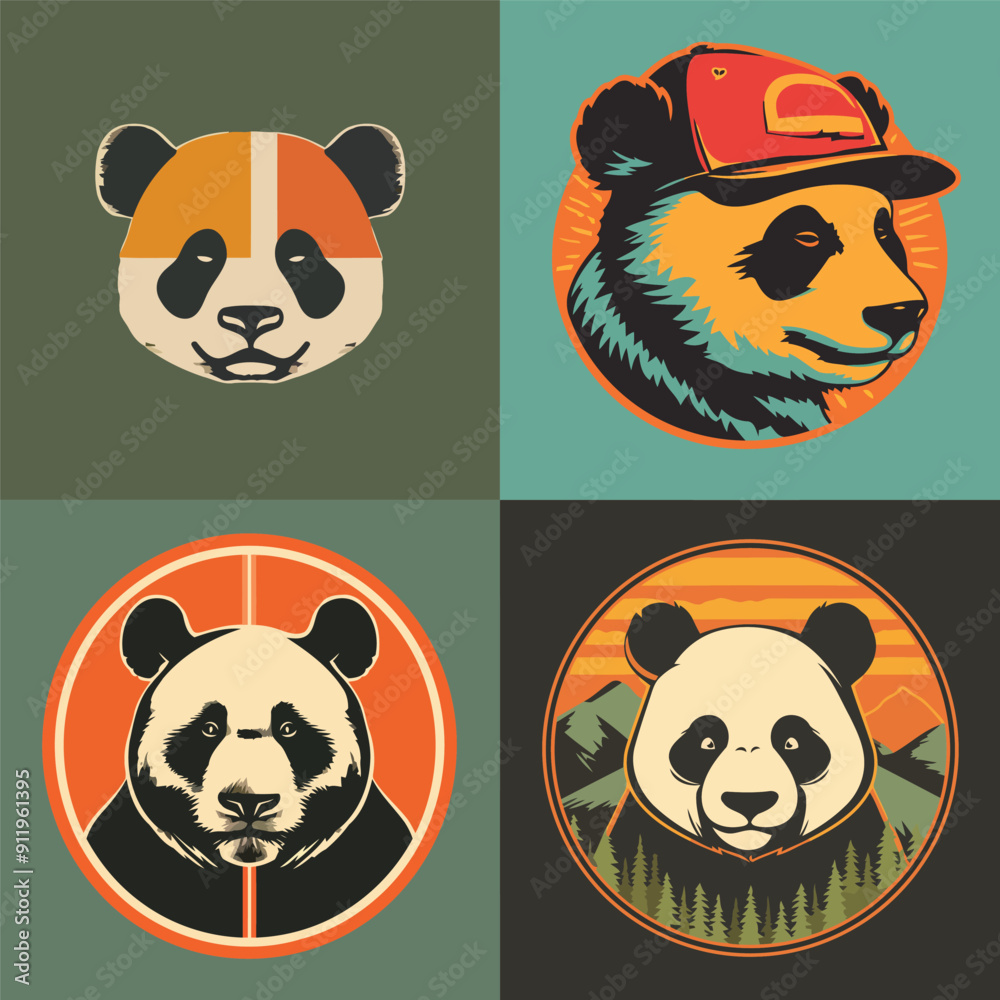 Obraz premium Panda logo design vector illustration