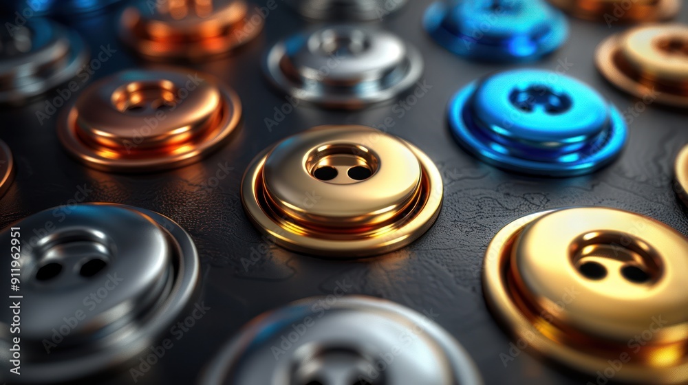 Shiny Round Metal Shopping Button Shiny Round Metal Shopping Button