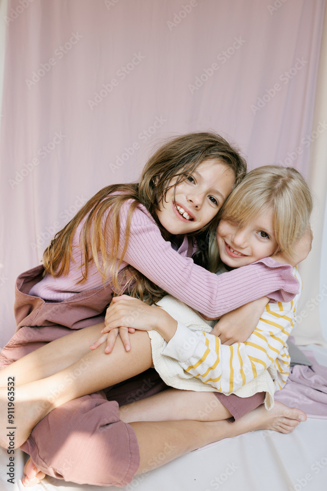Portrait of two girls in a studio Portrait of two girls in a studio