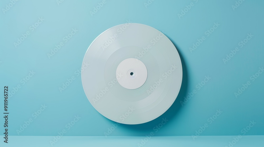 A vinyl record with a clear center label, positioned on a dark navy background. The smooth, even lighting ensures the record stands out with clear copy space around itd A vinyl record with a clear center label, positioned on a dark navy background. The smooth, even lighting ensures the record stands out with clear copy space around itd