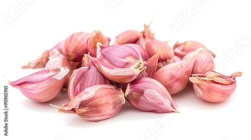 Half of Shallots on White Background - Fresh and Detailed Vegetable Close-Up