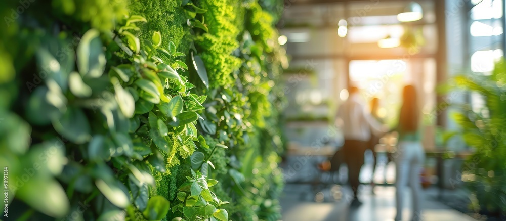 Modern Office Space with Vertical Garden and Natural Light Creating a Refreshing and Productive Work Environment Modern Office Space with Vertical Garden and Natural Light Creating a Refreshing and Productive Work Environment