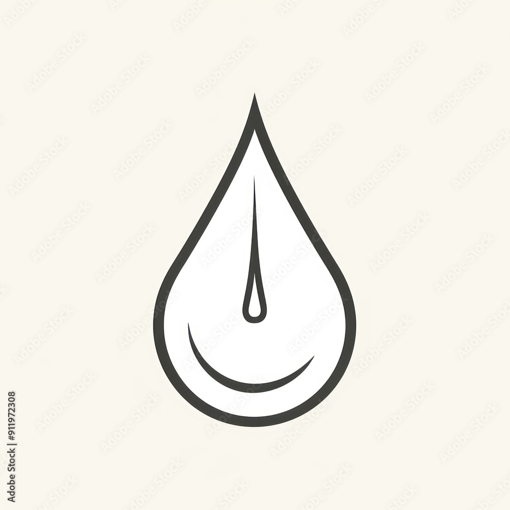 Simple black and white raindrop with a smiley face. Simple black and white raindrop with a smiley face.