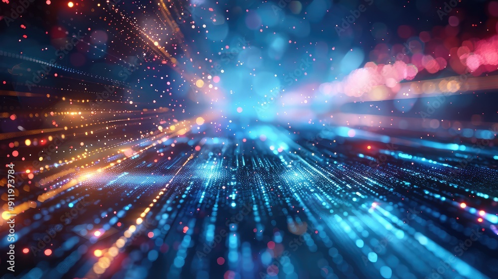 Naklejka premium Future technology line background and light effect