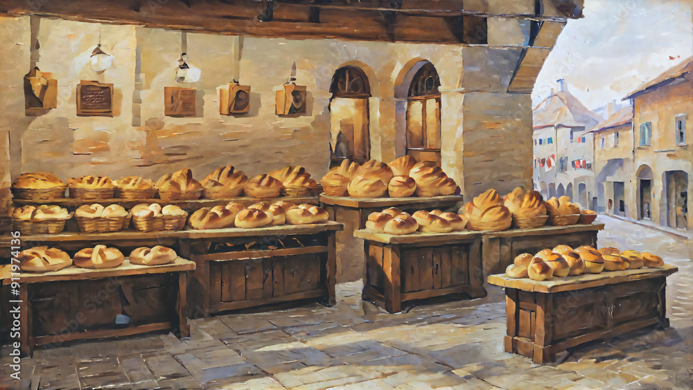 Freshly Baked Bread In A European Bakery. Freshly Baked Bread In A European Bakery.