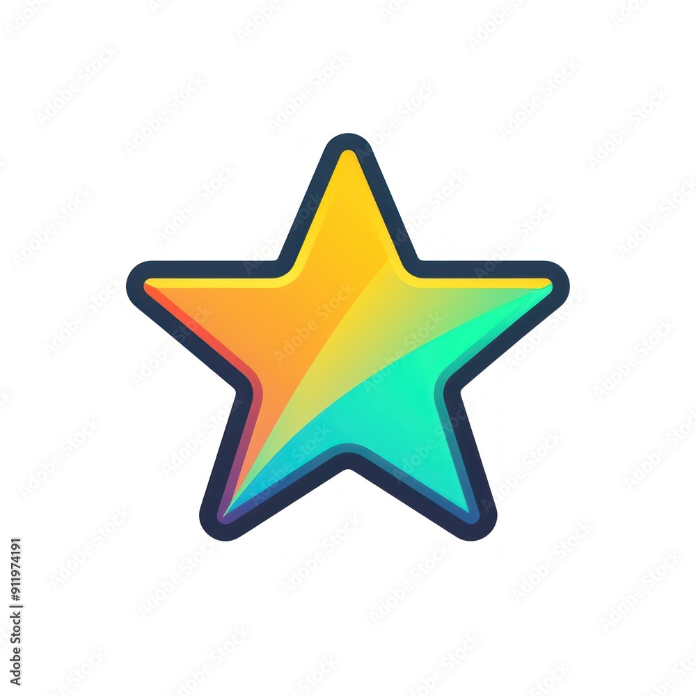 Colorful star with a gradient of yellow, green, blue, and purple colors. Colorful star with a gradient of yellow, green, blue, and purple colors.