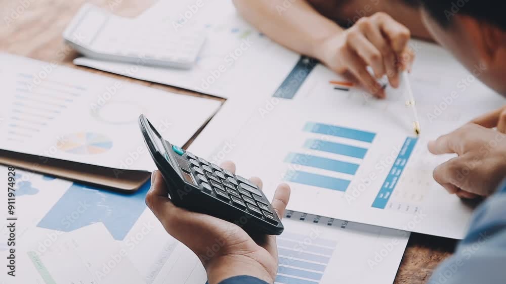 business documents businessman check legal document review Prepare documents or analysis reports, tax items, accounting documents, data contracts, office partner agreements.