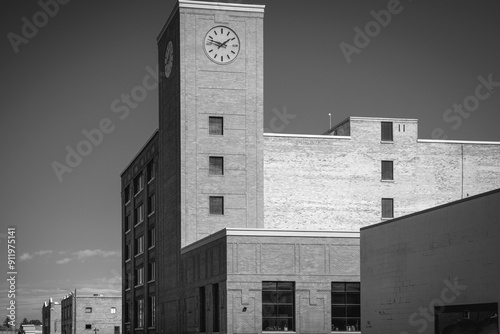 Historic Downtown Pocatello Skyline with Landmark Architecture and Buildings in Idaho, USA , black and white photo photo