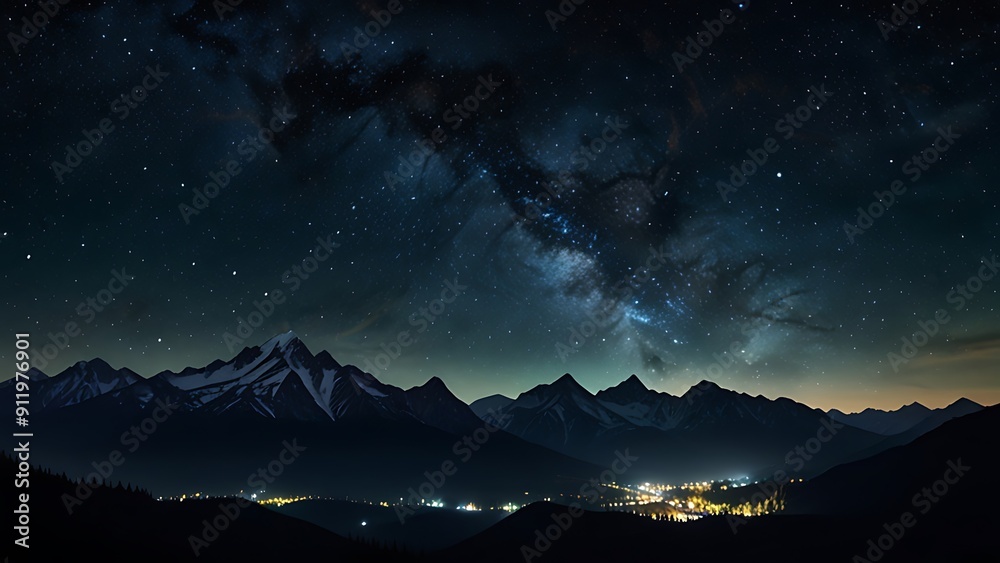 Starry Night Over Mountain Peaks: Starry Night Over Mountain Peaks: