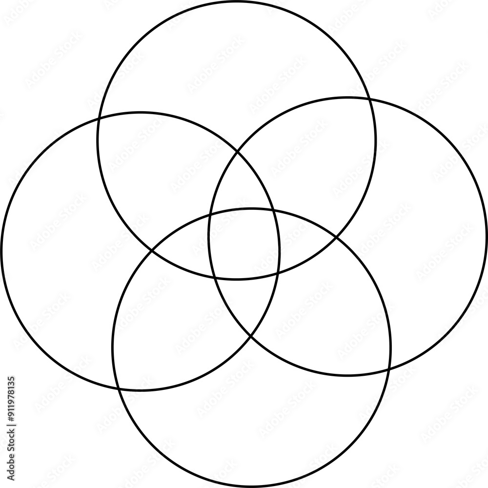 Overlapping circles line objects rounds style Overlapping circles line objects rounds style
