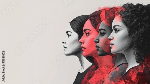 Women's Rights, Elimination of Violence Against Women, Feminism. Confident Woman, Happy Women's Day, Girl Power and Strength. photo