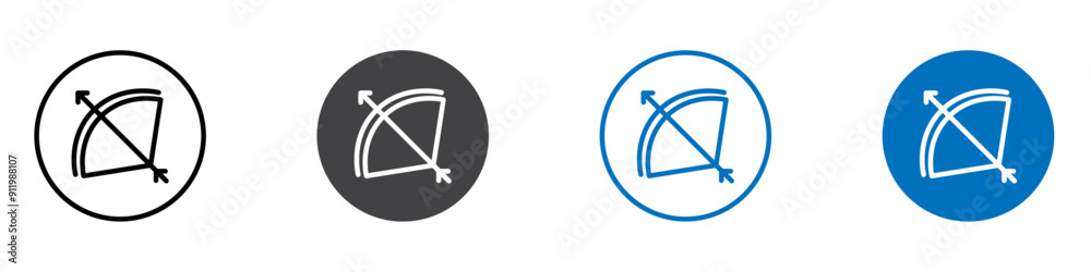 Bow and Arrow icon Flat symbol set outline Bow and Arrow icon Flat symbol set outline