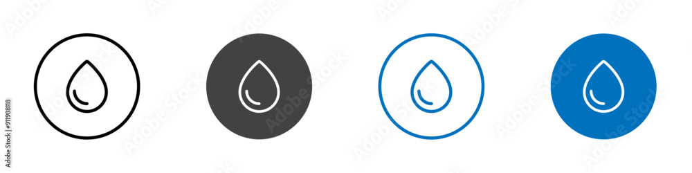 Water drop icon Flat symbol set outline Water drop icon Flat symbol set outline