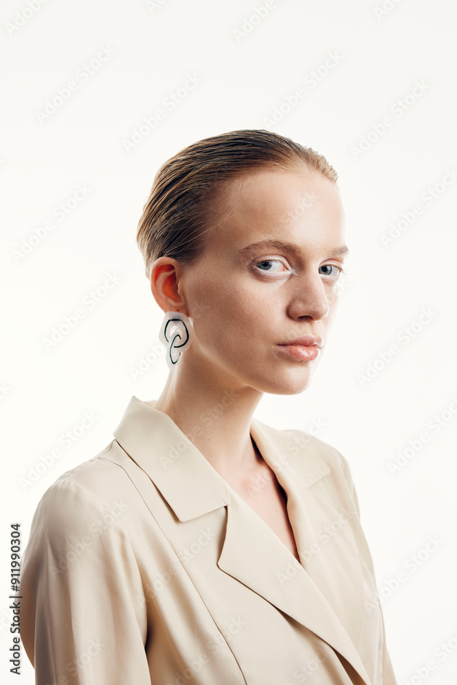 Portrait of a woman in beige jacket Portrait of a woman in beige jacket