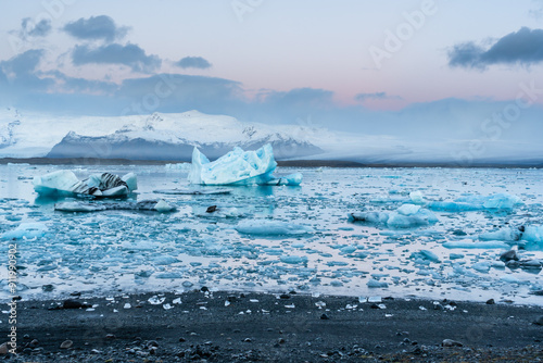 Icebergs in front of the Glacier photo