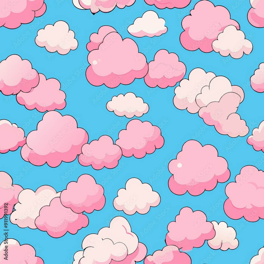 Fototapeta premium seamless pattern of sugary cotton candy clouds