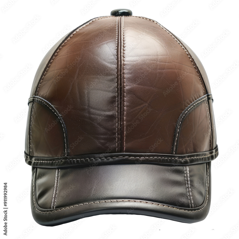Leather winter cap isolated on transparent background Leather winter cap isolated on transparent background