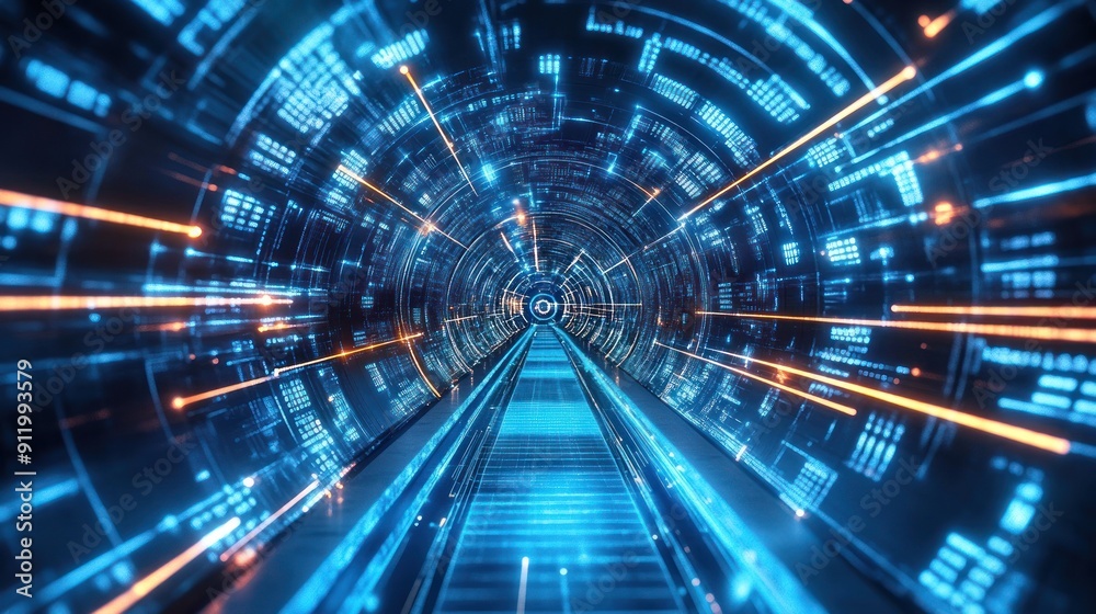 Futuristic Tunnel of Data and Light Futuristic Tunnel of Data and Light