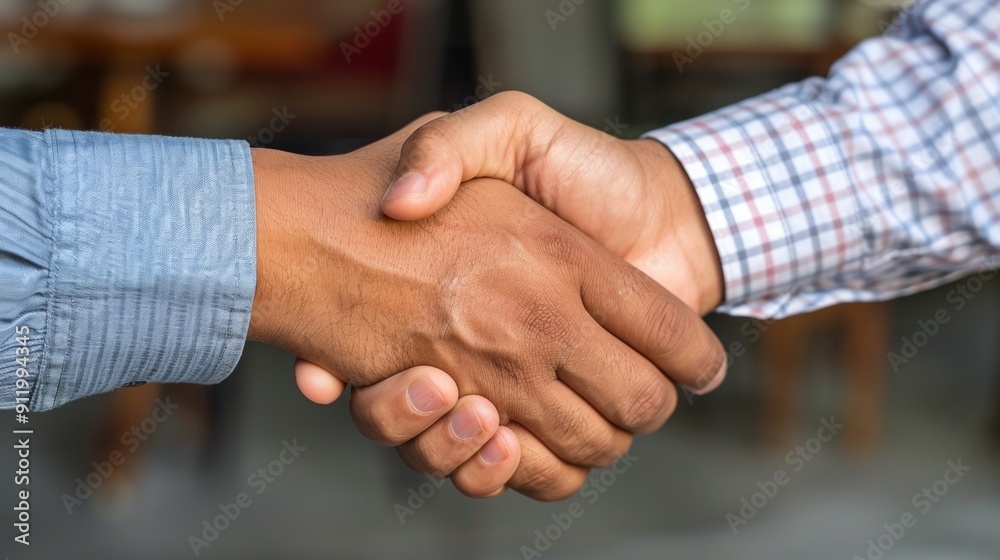 Businessmen shaking hands symbolizing agreement and partnership in a corporate setting Businessmen shaking hands symbolizing agreement and partnership in a corporate setting