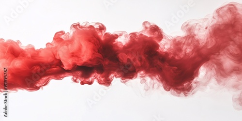 A thick red smoke cloud billowing and curling dramatically against