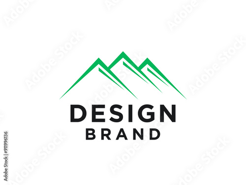Outline Abstract Mountain Logo. Flat Line Vector Logo Design