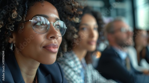 Diverse Group of Professionals in a Modern Office Setting Engaged in a Business Meeting