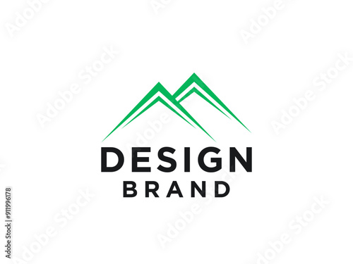 Outline Abstract Mountain Logo. Flat Line Vector Logo Design