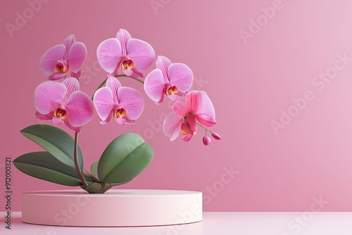 3D platform with orchid flowers for product display
